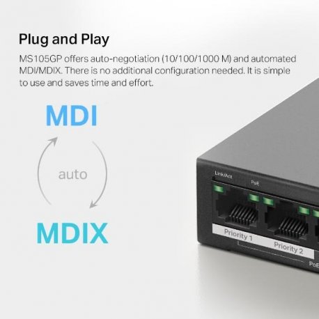 Комутатор Mercusys MS105GP 5xGE Black (MS105GP)