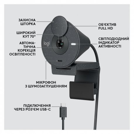Веб-камера Logitech Brio 305 Graphite (960-001469)