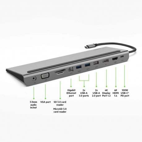 USB-хаб Belkin USB-C 11in1 Multiport Dock Gray (INC004BTSGY)