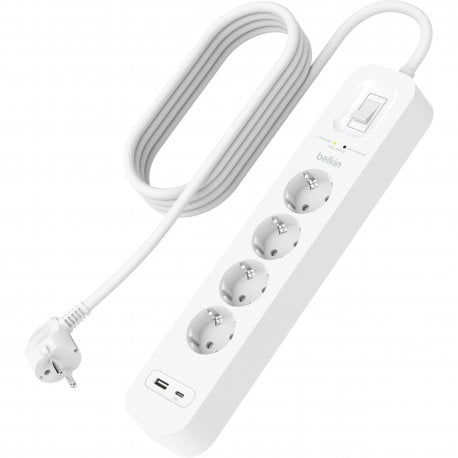 Сетевой фильтр Belkin (4xТипF) USB-A/USB-C 18W 2m White (SRB001vf2M-V2)
