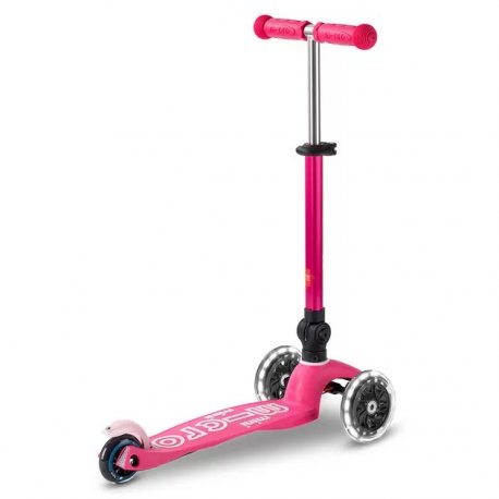 Трехколесный самокат Micro Mini Deluxe Foldable LED до 50 кг Pink (MMD197)