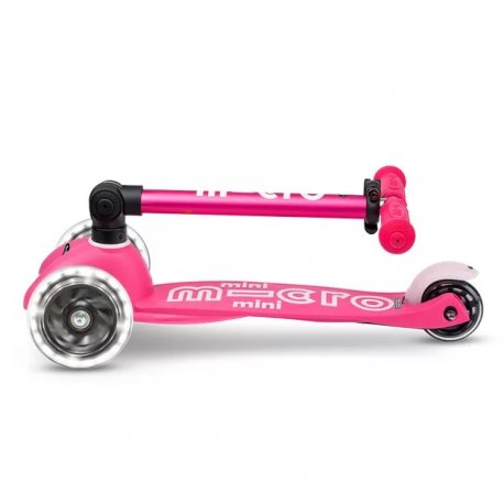 Трехколесный самокат Micro Mini Deluxe Foldable LED до 50 кг Pink (MMD197)