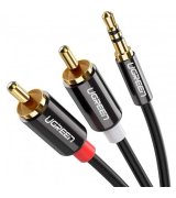 Кабель Ugreen AV116 3.5 mm to 2RCA Audio Cable 2m Black (5145)