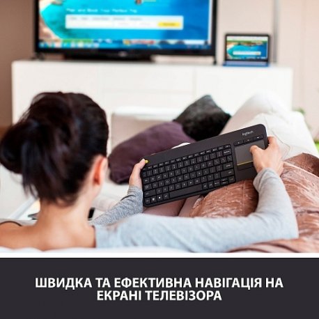 Бездротова Клавіатура Logitech K400 Plus Touch Black UA (920-007145)