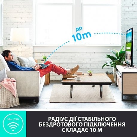 Бездротова Клавіатура Logitech K400 Plus Touch Black UA (920-007145)