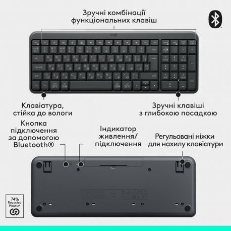 Бездротова клавіатура Logitech K250 Graphite (920-013822)