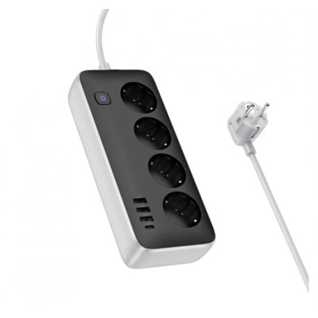 Сетевой фильтр Hoco AC21 (3USB/1Type-C/4xSocket) 3m Black
