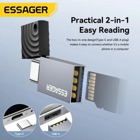 Кардидер Essager Card Reader Type-C 2-in-1 TF/Micro SD (EDKTF-QW0G-P)