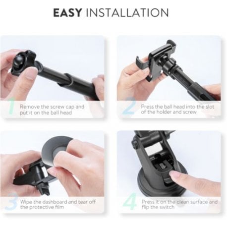 Автодержатель Ugreen LP200 Gravity Phone Holder with Suction Cup Black (60990B)