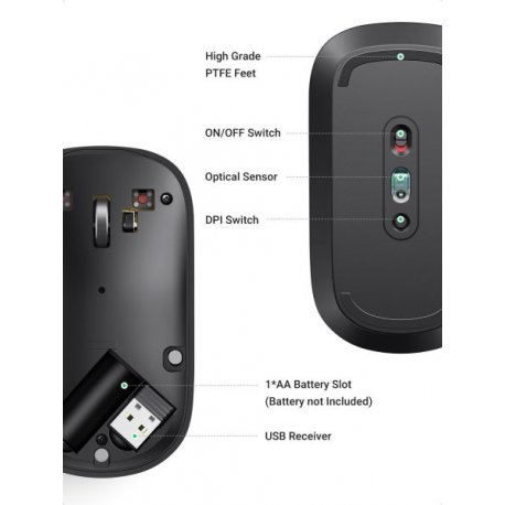 Беспроводная мышь Ugreen MU001 Wireless Mouse Black (90372)