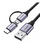 Cable Ugreen US177 USB 2.0 to Micro + USB Type-C (1m) Black (30875)