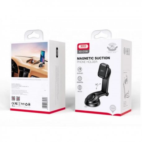 Автотримач XO C106 Dashboard suction cup adjustable magnetic Phone holder Black