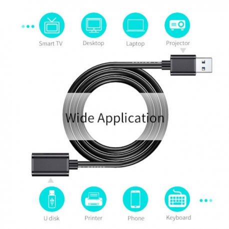Кабель Essager Extension Cable USB 3.0 (1m) Black (EXCAM-YT01)