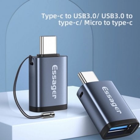Переходник Essager Soray OTG Micro to Type-C Grey (EZJMC-SRC0G)