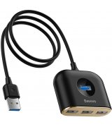 USB-хаб Baseus Square 4 in 1 USB3.0 to USB3.0*1+USB2.0*3 Black (CAHUB-AY01)