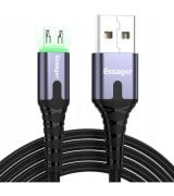 Кабель Essager LED Light USB-A to Micro-USB (2m) Black (EXCM-XGA0G)
