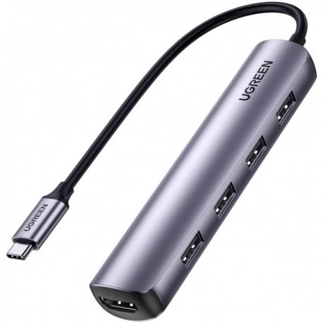 USB-хаб Ugreen CM417 USB-C to 4xUSB 3.0+HDMI Adapter Space Gray (20197)