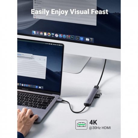 USB-хаб Ugreen CM417 USB-C to 4xUSB 3.0+HDMI Adapter Space Gray (20197)