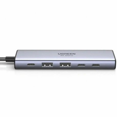 USB-хаб Ugreen CM511 USB-C to HDMI+2xUSB 3.2+2xUSB-C Gray (35999)