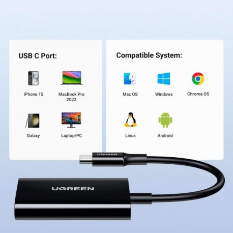 Кардидер Ugreen CM265 USB-C 3.1 Card Reader для TF/SD Black (35622)