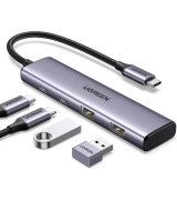 USB-хаб Ugreen CM473 USB-C to 2xUSB 3.0 + 2xUSB-C Space Grey (15395)