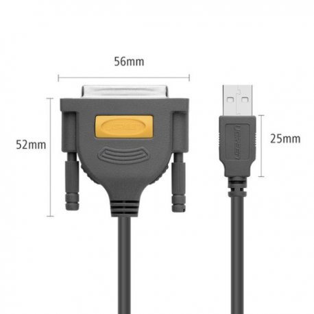 Кабель Ugreen US167 USB to DB25 Parallel Printer Cable (2m) Black (20224)