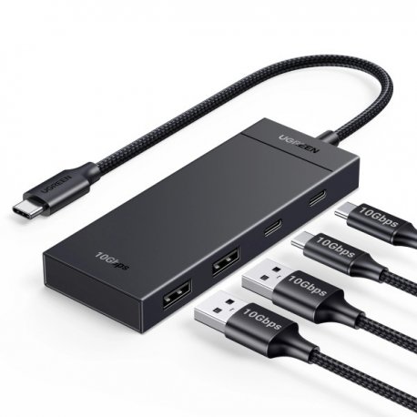 USB-хаб Ugreen CM806 USB-C to 2xUSB-A + 2xUSB-C 3.2 Black (35583)