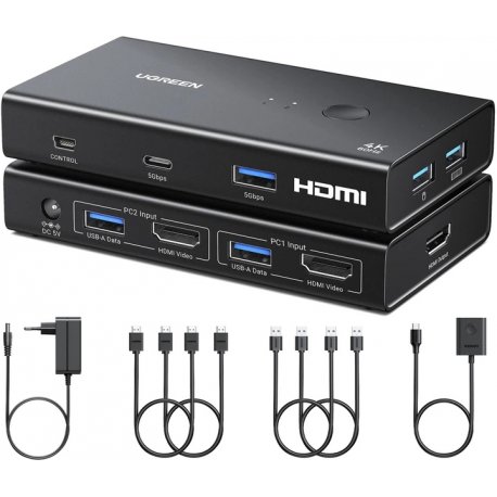 Коммутатор Ugreen AK502 HDMI KVM Switch 2 in 1 Black (45452)