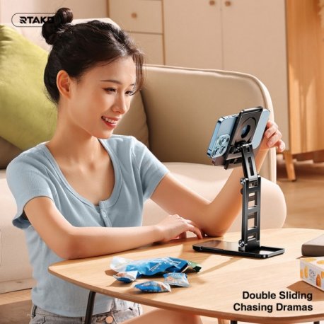 Підставка для телефона Rtako TC06 Double SIiding StabiIizing Bracket Black (6975523009455)