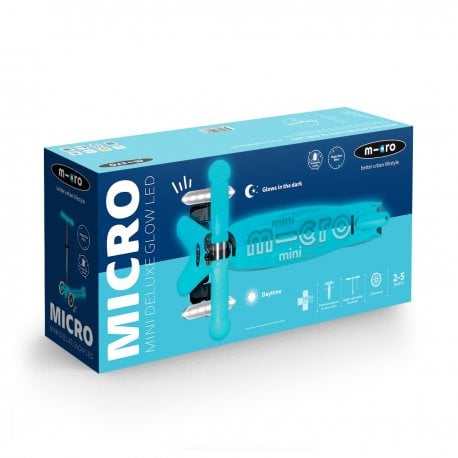 Триколісний самокат Micro Mini Deluxe Glow LED до 50 кг Arctic Blue (MMD215)