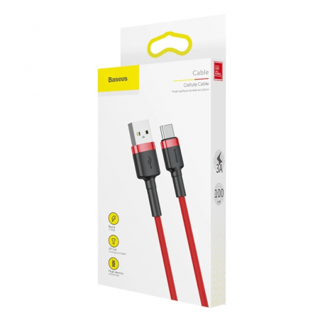 Кабель Baseus Cafule Cable USB for Type-C 3A 1M Red (CATKLF-B09)