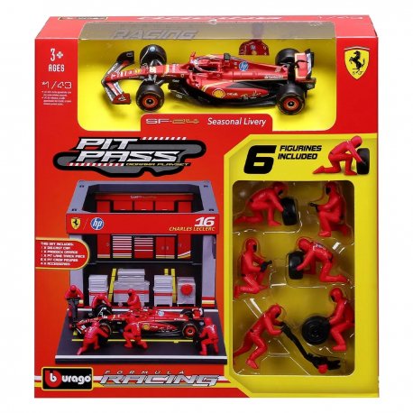 Игровой набор Bburago Pit Pass Ferrari SF-24 1:43 (18-36862 (№16))
