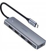 USB-хаб Ugreen CM219 4-in-1 USB Type-C to 4xUSB 3.0 HUB Space Gray (70336)