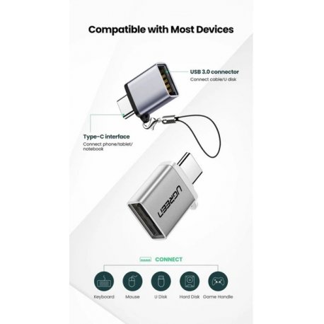 Адаптер Ugreen US270 Type C to USB 3.0 A Space Gray (50283)