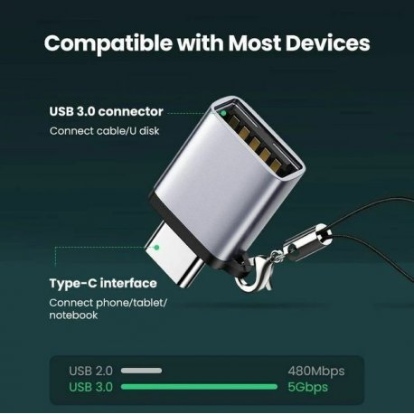 Адаптер Ugreen US270 Type C to USB 3.0 A Space Gray (50283)
