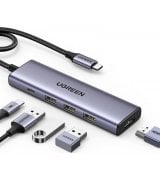 USB-хаб Ugreen CM511 USB-C to HDMI+3xUSB 3.0 +PD Power Port Space Grey (15596)