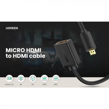 Адаптер Ugreen Micro-HDMI to HDMI Adapter Cable (22cm) Black (20134)