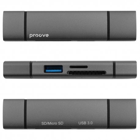Картридер Proove Arc Link 3 in 1 (USB3.0+SD Card+Micro SD Card) Silver (HBAL00210014)