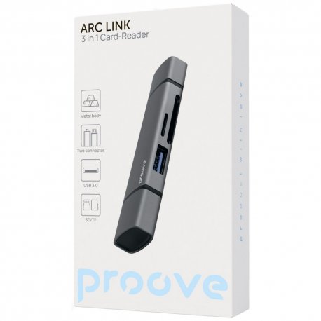Картридер Proove Arc Link 3 in 1 (USB3.0+SD Card+Micro SD Card) Silver (HBAL00210014)