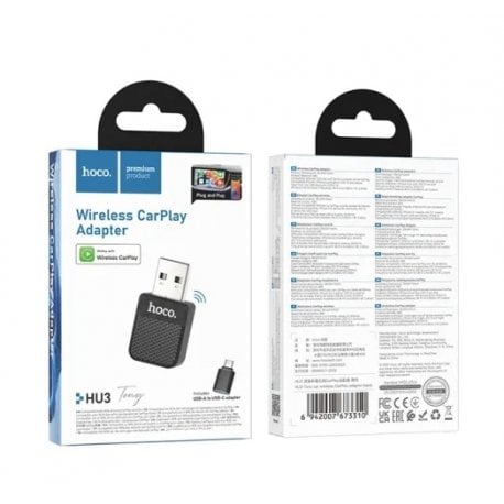 Адаптер Hoco HU3 Tony car wireless CarPlay Adapter Black