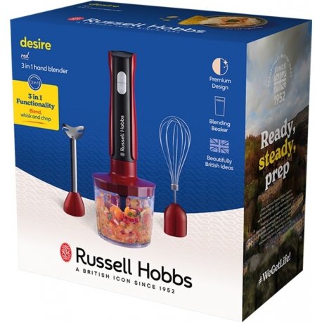 Russell Hobbs Блендер заглибний Desire Red 500Вт чаша-500мл вінчик міні-подріб червоний