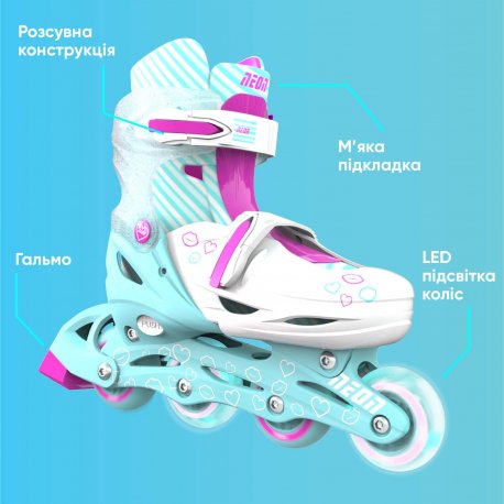 Роликовые коньки Neon Inline Skates Размер 34-38 Turquoise (NT08T4)