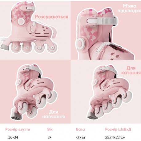 Роликові ковзани Yvolution Twista размер 30-34 Pink (YC01P4)