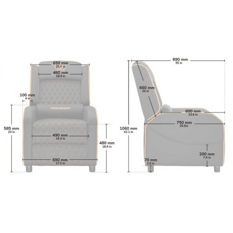 Кресло-софа Cougar Ranger One Gray