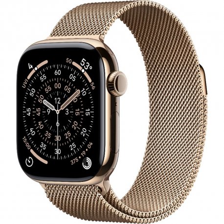 Apple Watch Series 11 42mm (GPS+Cellular) Gold Titanium Case with Gold Milanese Loop (MF8Y4)