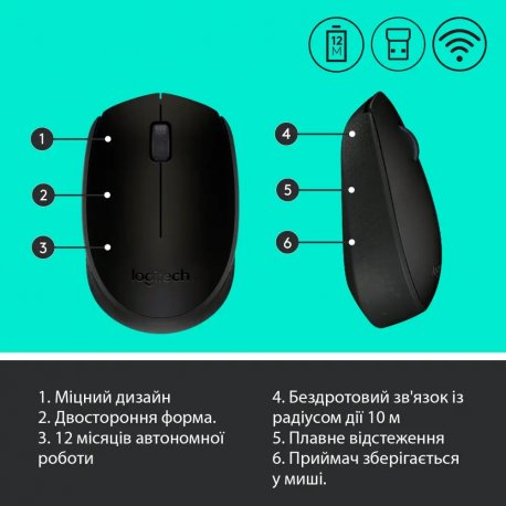 Бездротова миша Logitech M170 Grey/Black (910-004642)