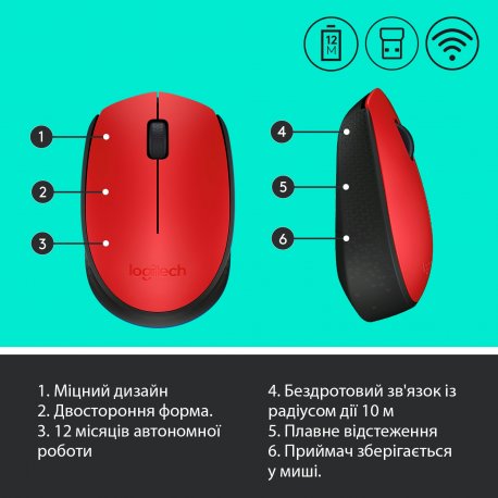 Бездротова миша Logitech M171 Red/Black (910-004641)