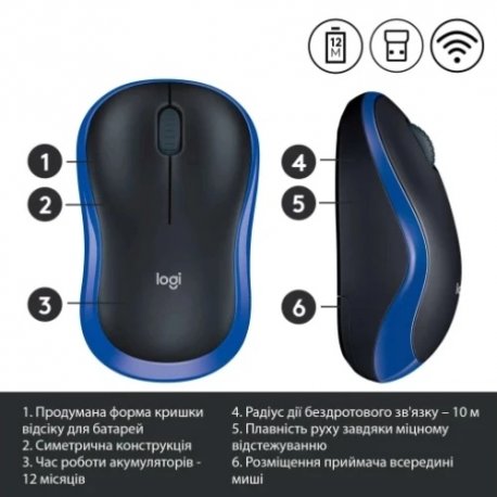 Беспроводная мышь Logitech M185 Blue (910-002236)