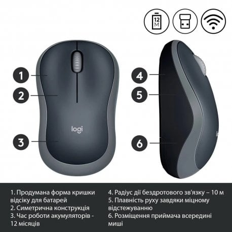 Бездротова миша Logitech M185 Grey (910-002238)