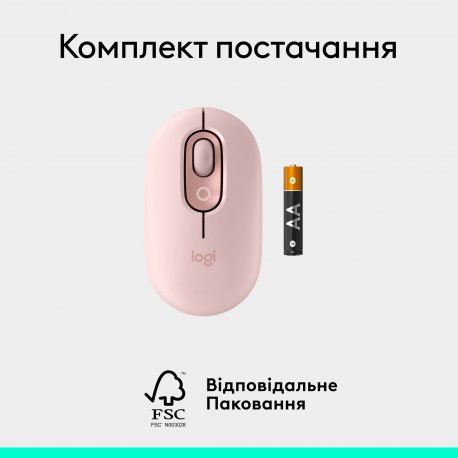 Бездротова миша Logitech Pop Mouse with Emoji Rose (910-007413)